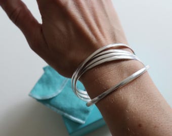 Tiffany & Co Melody Five Band Bangle Sterling Silver Paloma Picasso Minimalist Architectural Bracelet