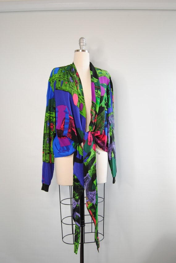 90s Genny Silk Wrap Shirt Women's Gianni Versace … - image 2