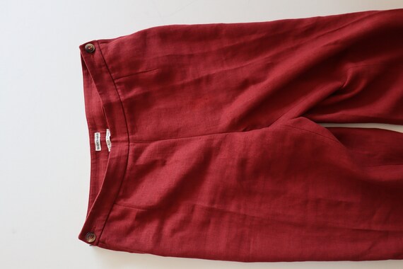 Hermes Margiela Wide Linen Pants Dark Red Burgund… - image 7