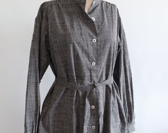 Marimekko Black White Check Shirt Dress with Belt Tunic with Pockets