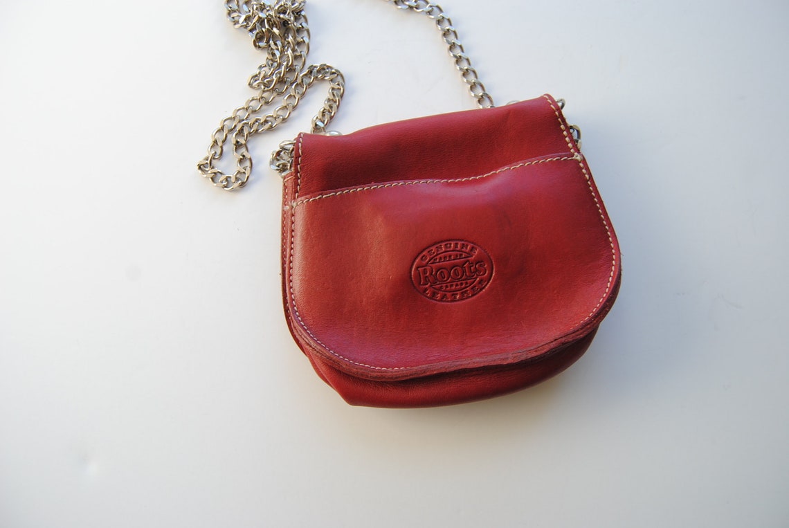 Vintage Roots Small Red Leather Purse Crossbody Silver Chain Etsy