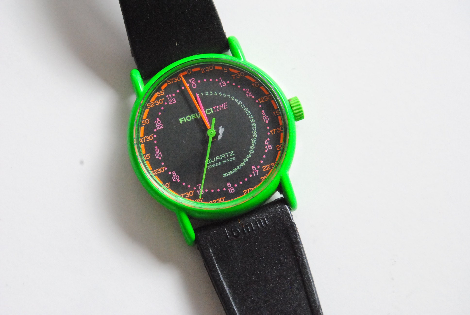 90s Vintage Fiorucci Time Plastic Watch Neon Black Green - Etsy