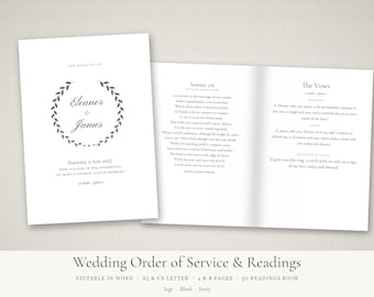 Wedding Ceremony Readings Kit, Printable Non Religious & Bible Readings, Wedding Poems Script, Reader Cards Template