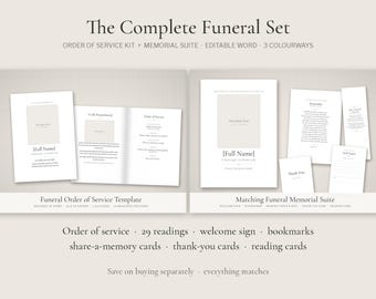 Funeral Template Bundle, Editable Order of Service + Funeral Poems & Readings, Memorial Program Printable, Celebration of Life Kit