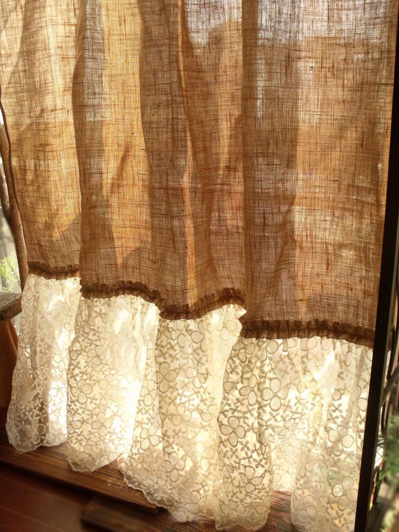 Sale Ruffled Shabby Cream Floral Lace Ruffled Rustic Chic Etsy
