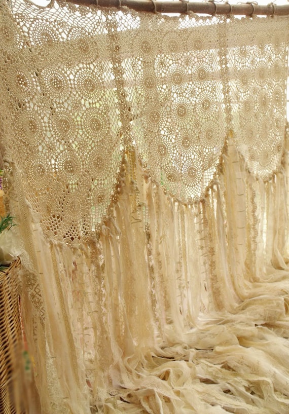 Custom 84 Large Boho Romantic Crochet Curtain Vintage Etsy