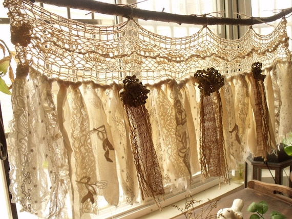 Custom Rustic Romantic Antique Lace Kitchen Valance Shabby Canada Custom Rustic Romantic Antique Lace, Kitchen Swag Curtains Canada