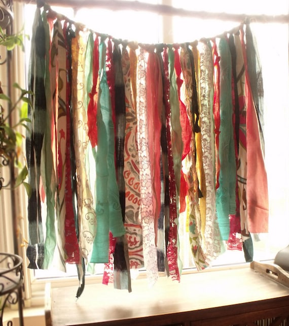 34x 28 Bohemian Rag Curtain Hippie Junk Gypsy Etsy