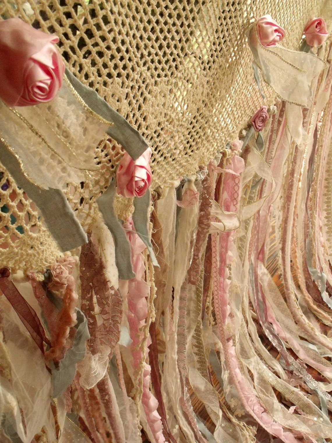 7 Ft Long Shabby Chic Curtain Rag Garland vintage lace Wedding Etsy