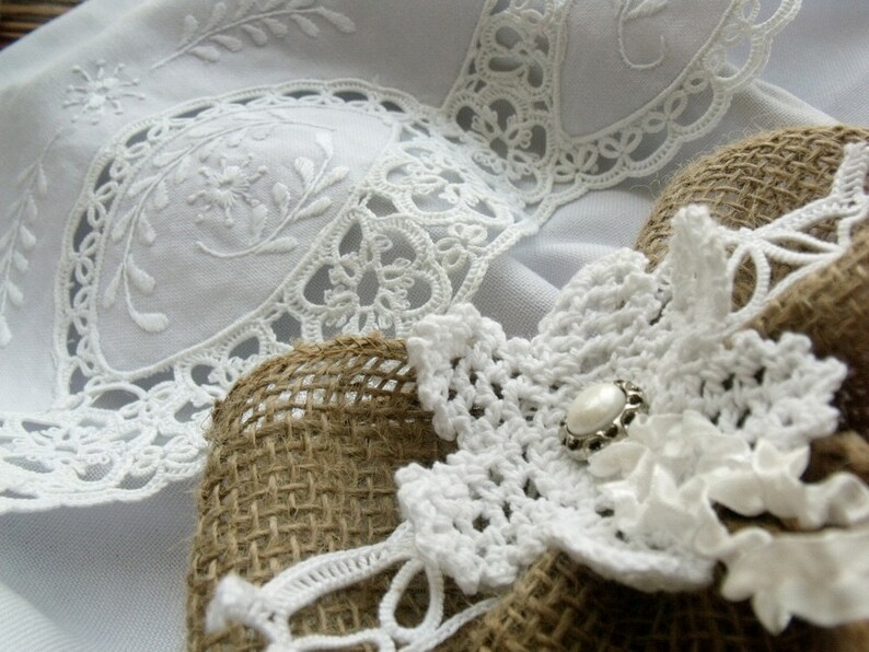 Vintage FRENCH Antique tatting Lace Rustic Burlap BOW Door Etsy