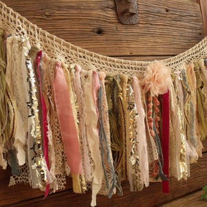 Colorful Blush Pink Gold Sequin Red Fabric Garland Birthday Bunting Lace Banner