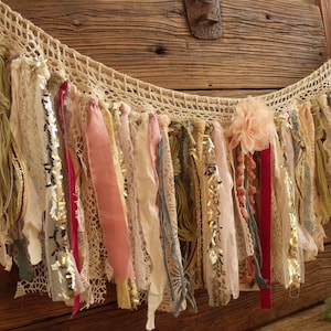 Colorful Blush Pink Gold Sequin Red Fabric Garland Birthday Bunting Lace Banner