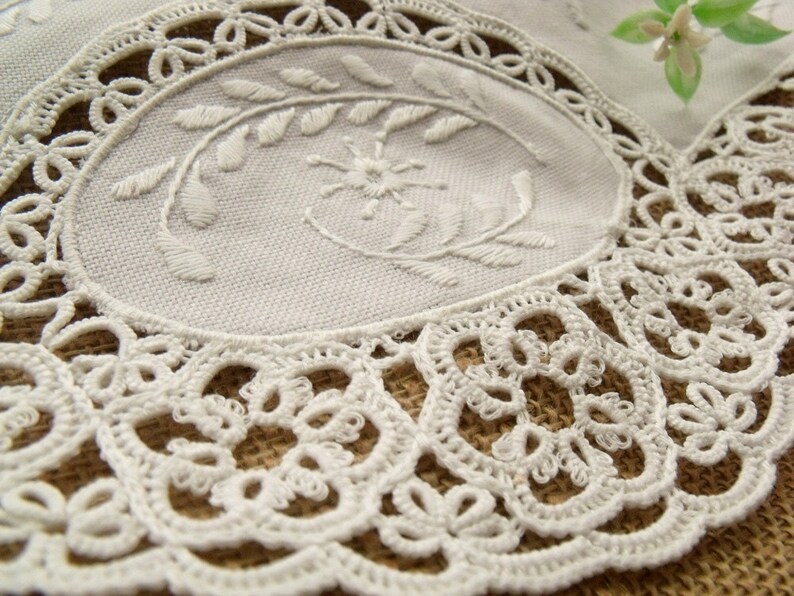 Vintage FRENCH Antique tatting Lace Rustic Burlap BOW Door Etsy