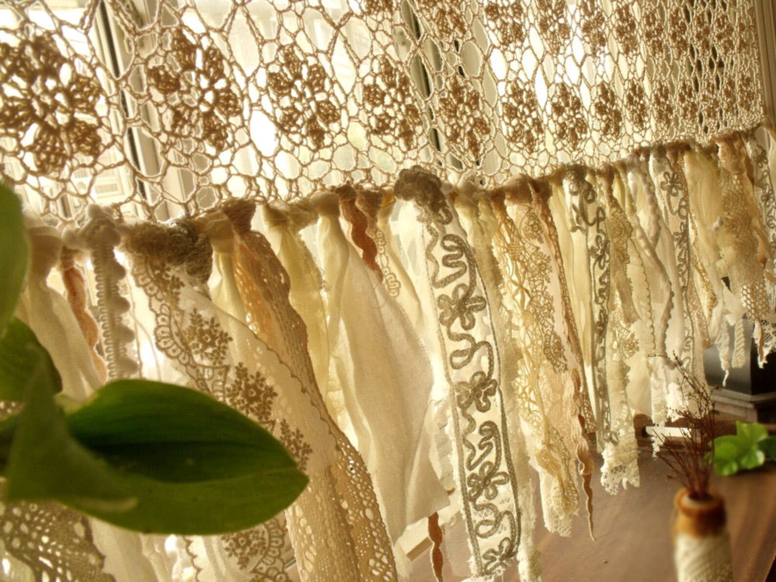 Custom Vintage Kitchen Valance Curtains. Crochet Lace | Etsy