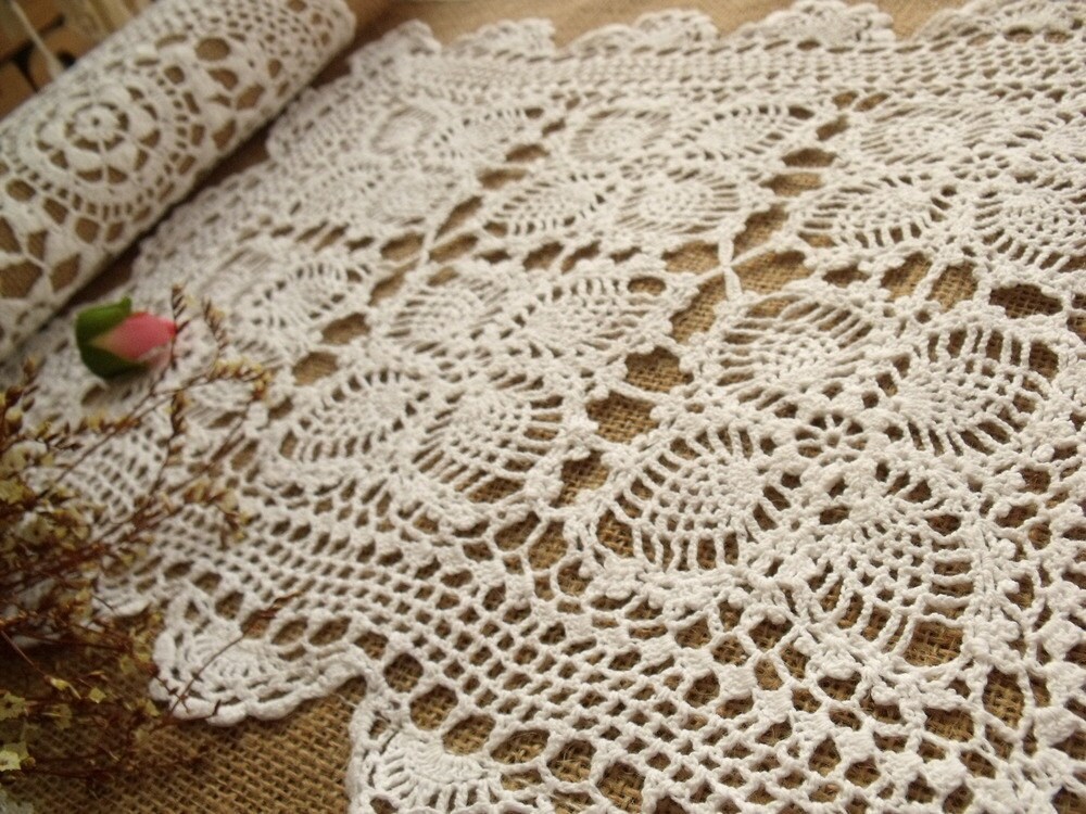 Victorian Burlap Vintage Lace Wedding Table Runner IVORY HAND Etsy