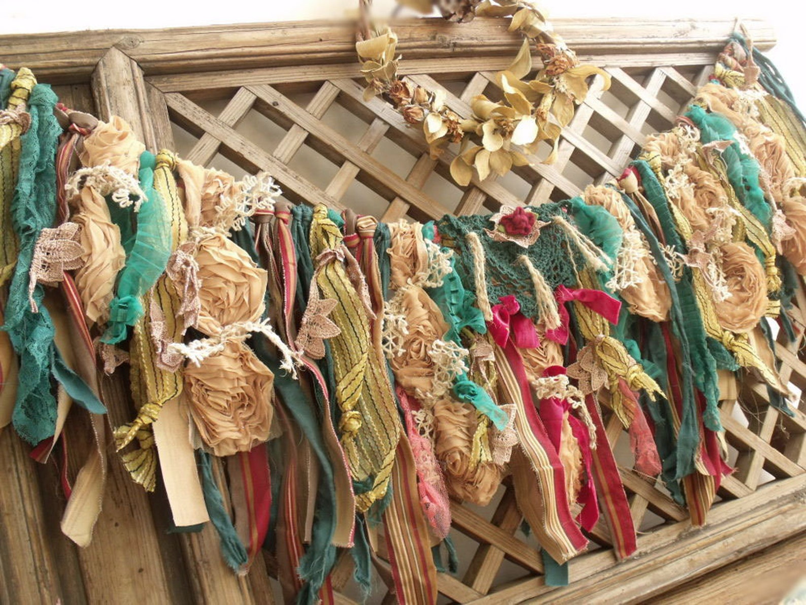 Custom Wide Rustic Rich Rag Fabric Garland Boho Christmas Etsy