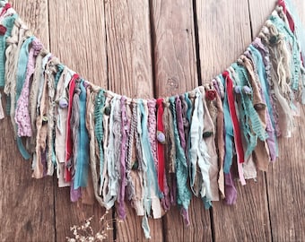Handmade Boho Fabric Garland: Shabby Chic Lace Valance