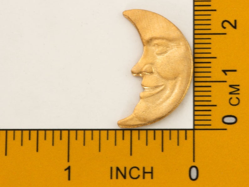 Castings Man in the Moon 1 72 Vintage Crescent Moon Charms Commercial Jewelry Supply Destash Goldtone Pewter Jewelry Finding 25mm