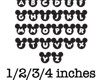 Mickey Mouse Disney font 1/2/3/4 inch alphabet letters monogram machine embroidery design instant download