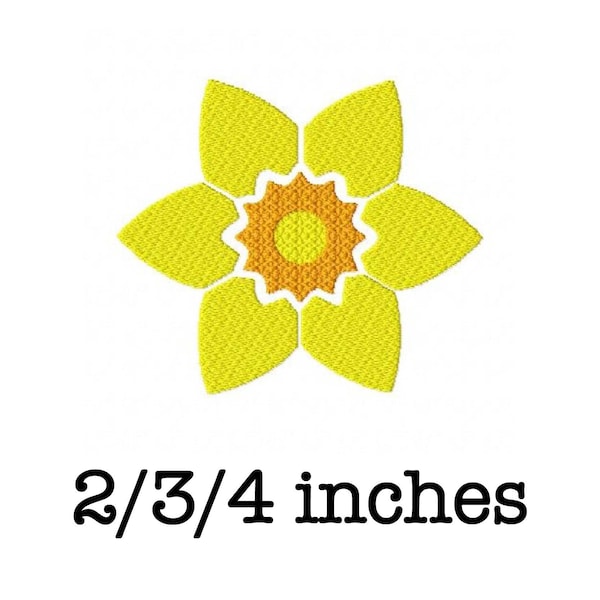 Daffodil flower machine embroidery design 2/3/4 inch instant download