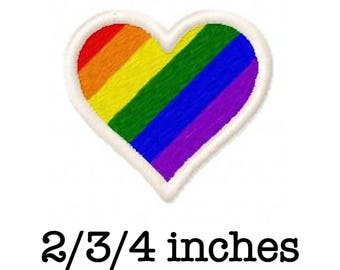 Rainbow heart gay pride machine embroidery design 2/3/4 inch instant download