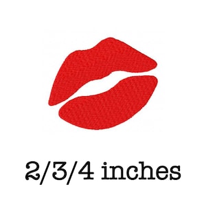 Lippen kus machineborduurontwerp 2/3/4 inch instant download