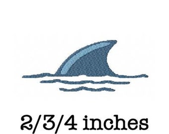 Shark fin swimming machine embroidery design 2/3/4 inch instant download