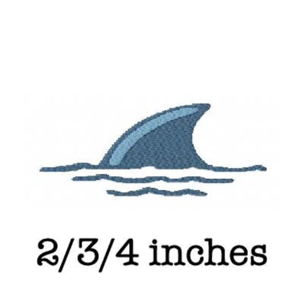 Shark fin swimming machine embroidery design 2/3/4 inch instant download