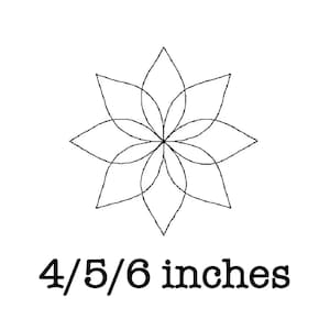 Free motion quilting block 8 point petal (single run) machine embroidery design 4/5/6 inch instant download