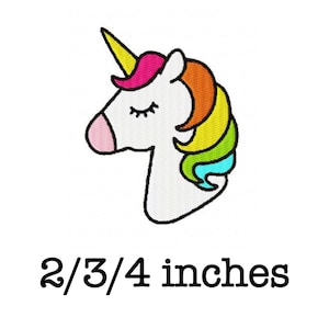 Rainbow unicorn machine embroidery design 2/3/4 inch instant download