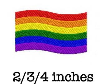 Rainbow flag wave gay pride machine embroidery design 2/3/4 inch instant download