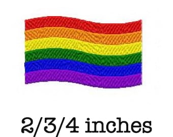 Rainbow flag wave gay pride machine embroidery design 2/3/4 inch instant download