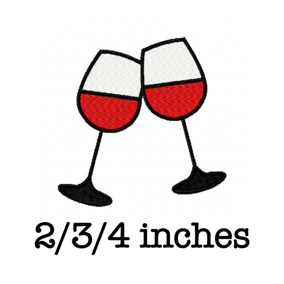 Wine Glasses Celebration Cheers Machine Embroidery Design 2 3 4 Inch Instant