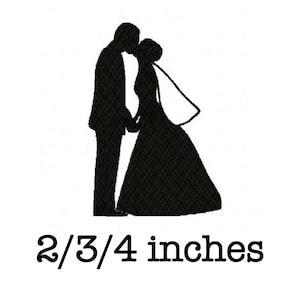 Silhueta de noiva e noivo véu casamento 2/3/4 polegadas máquina bordado design download instantâneo