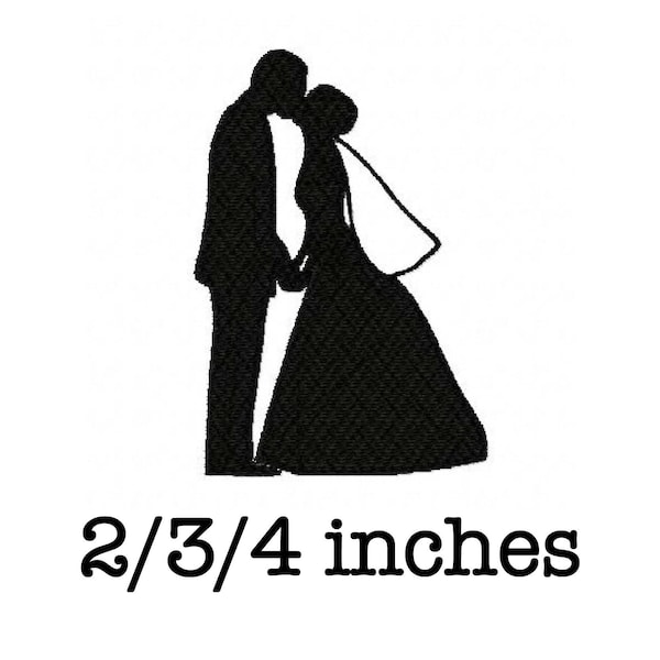 Bride and groom silhouette veil wedding 2/3/4 inch machine embroidery design instant download