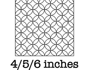 Frihandsquiltning med sashiko-cirklar, maskinbroderimönster, redwork, 4/5/6 tum, direktnedladdning