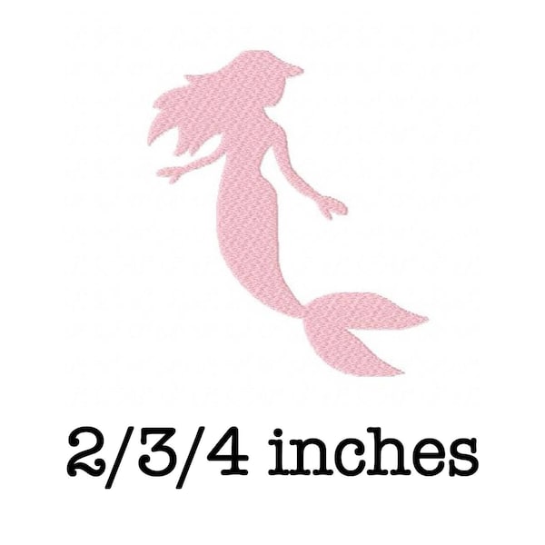 Pink mermaid silhouette machine embroidery design 2/3/4 inch instant download