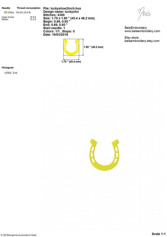 Lucky horseshoe machine embroidery design 2/3/4 inch instant download