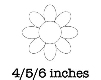 Free motion quilting daisy flower (single run) machine embroidery design 4/5/6 inch instant download