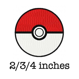 May include: Red and white embroidered patch of a Pokeball, 2/3/4 inches.