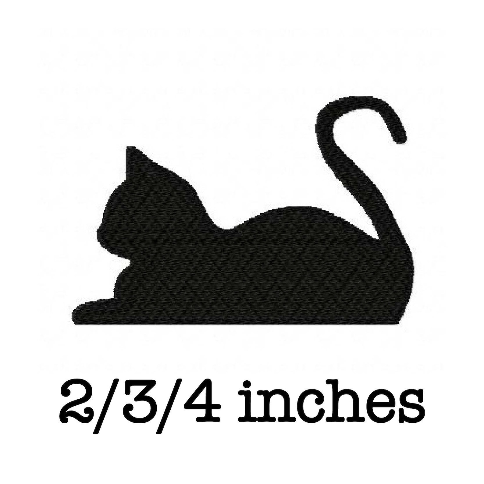 Lying Down Cat Silhouette Machine Embroidery Design 2 3 4 Inch Etsy