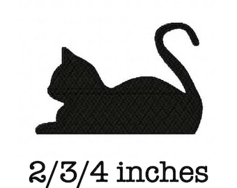 Lying down cat silhouette machine embroidery design 2/3/4 inch instant download