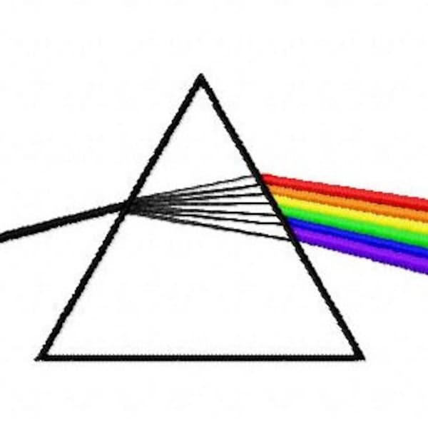 Pink Floyd rainbow prism machine embroidery design 4 inch instant download