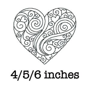 Free motion quilting block heart spirals machine embroidery design redwork 4/5/6 inch instant download