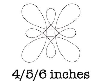 Free motion quilting block double curls (single run) machine embroidery design 4/5/6 inch instant download