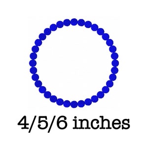 Puede incluir: Un círculo azul hecho de cuentas, con el texto "4/5/6 pulgadas" debajo.