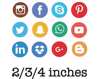 Social media icons SINGLE COLOUR pack machine embroidery design 2/3/4 inch instant download