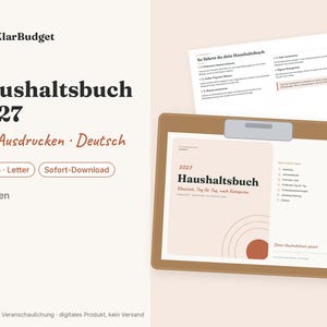 Haushaltsbuch 2027 zum Ausdrucken, Deutsch, datiert, Tag für Tag nach Kategorien, Querformat, A4 A5 PDF, Ausgaben Tracker