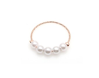 2pcs - Round Ring with Pearls / rose gold plated / round pendant / Connector / Pendant / Necklace / Jewelry / pearl / 22mm / PRG051-P
