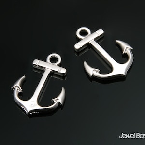 Anchor Pendant in Matte Rhodium - Large Version / 15mm x 20.7mm / BMS279-P (4pcs)